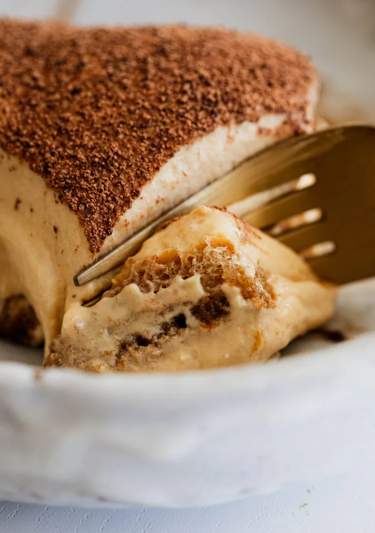 Dulce de leche with a fork.