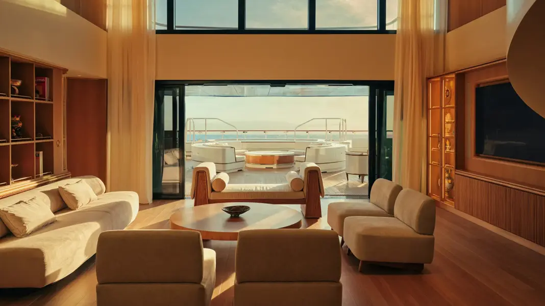 Image may contain Architecture Building Furniture Indoors Lounge Table Foyer Couch and Chair
