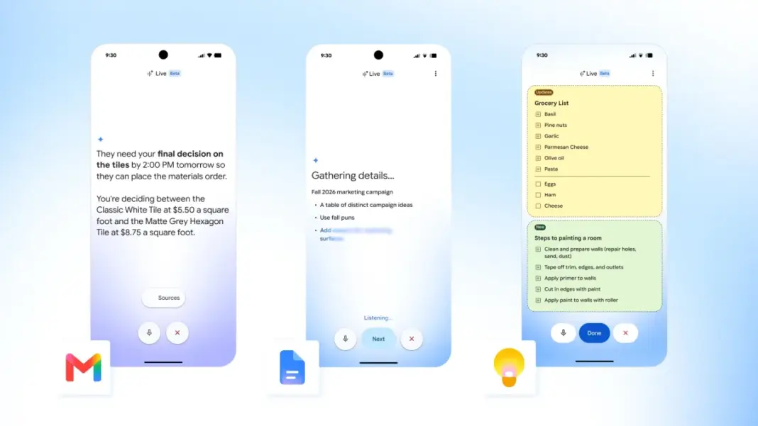 Google launches AI voice features in Gmail, Docs, and Keep image