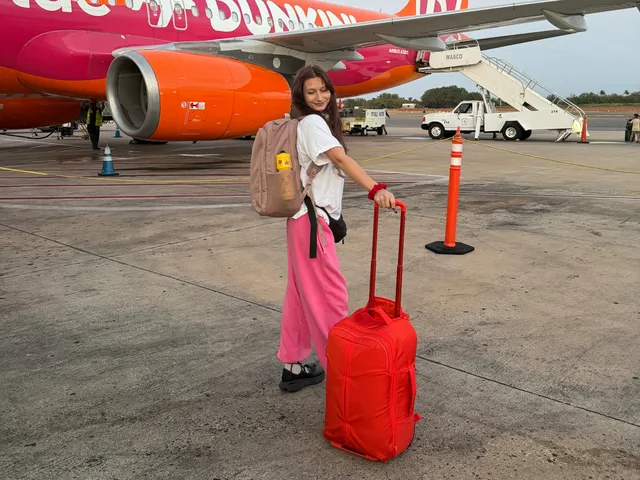 Image may contain: Mirela Demireva, Aircraft, Airplane, Transportation, Vehicle, Person, and Baggage