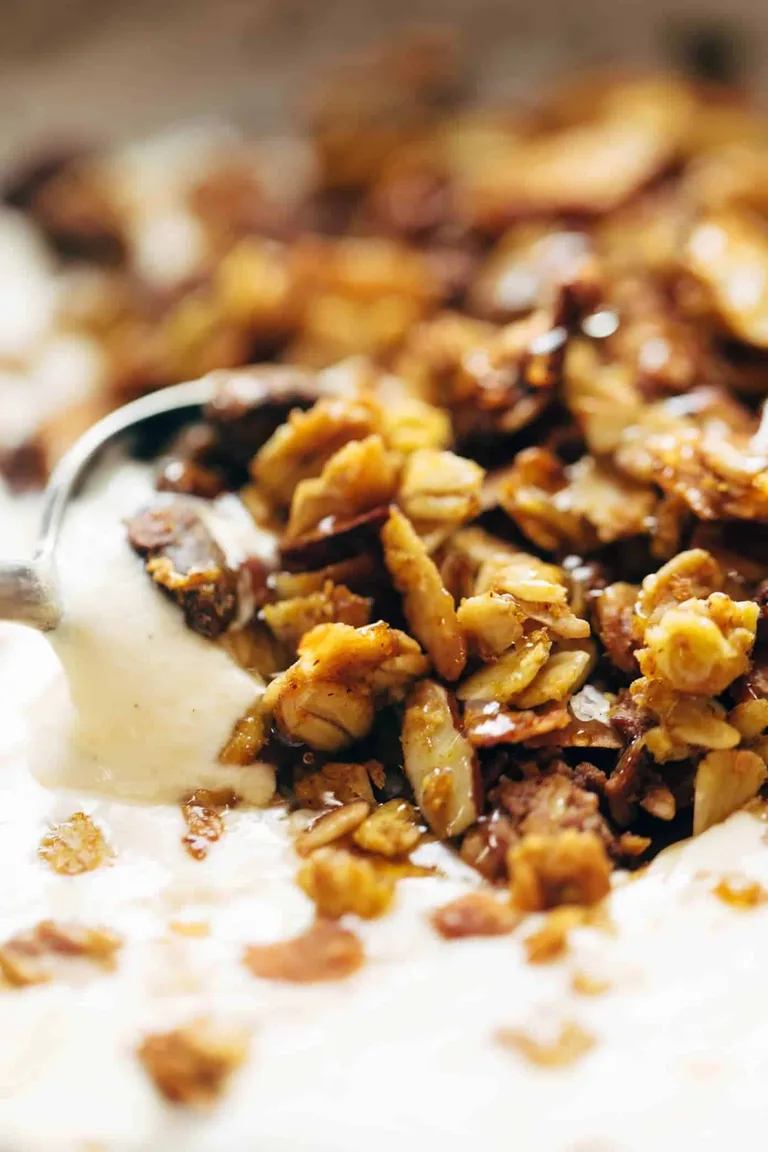 Pumpkin granola with yogurt.