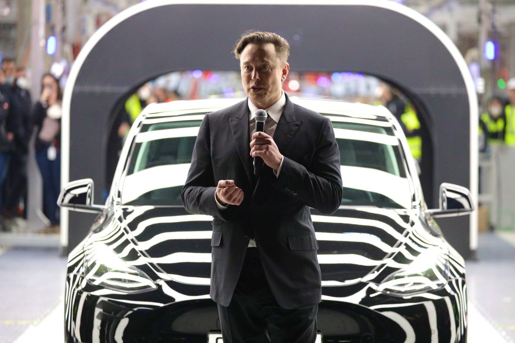 Elon Musk speaks at Tesla