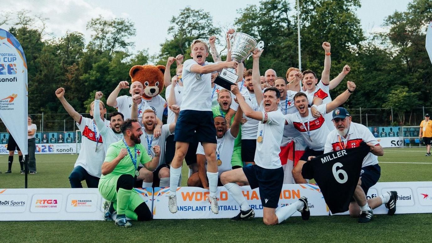 England's team pose with the Transplant World Cup