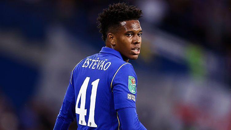 Estevao Willian looking over his shoulder while playing for Chelsea against Luton