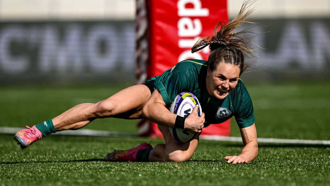 Parsons becomes record try scorer as Ireland beat Japan BÊibhinn Parsons scoring a try for Ireland