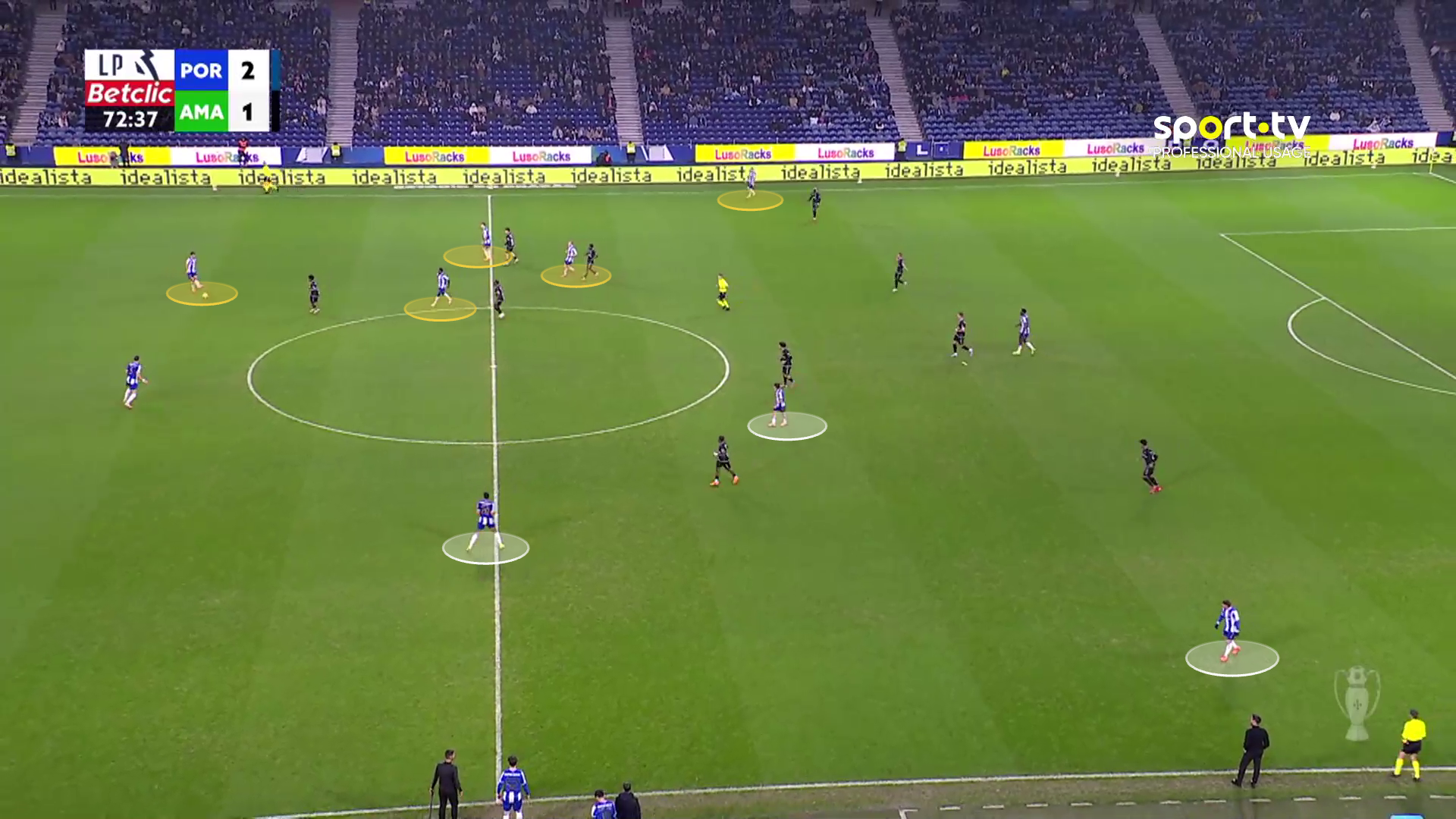 Screen grab showing how Porto balance attack and defence in game whilst in possession.