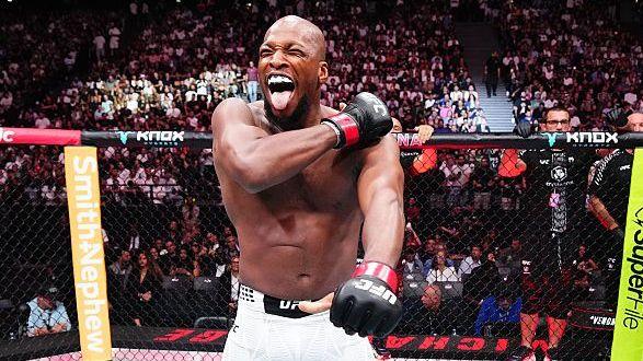 Michael Page sticks his tongue out before a UFC fight