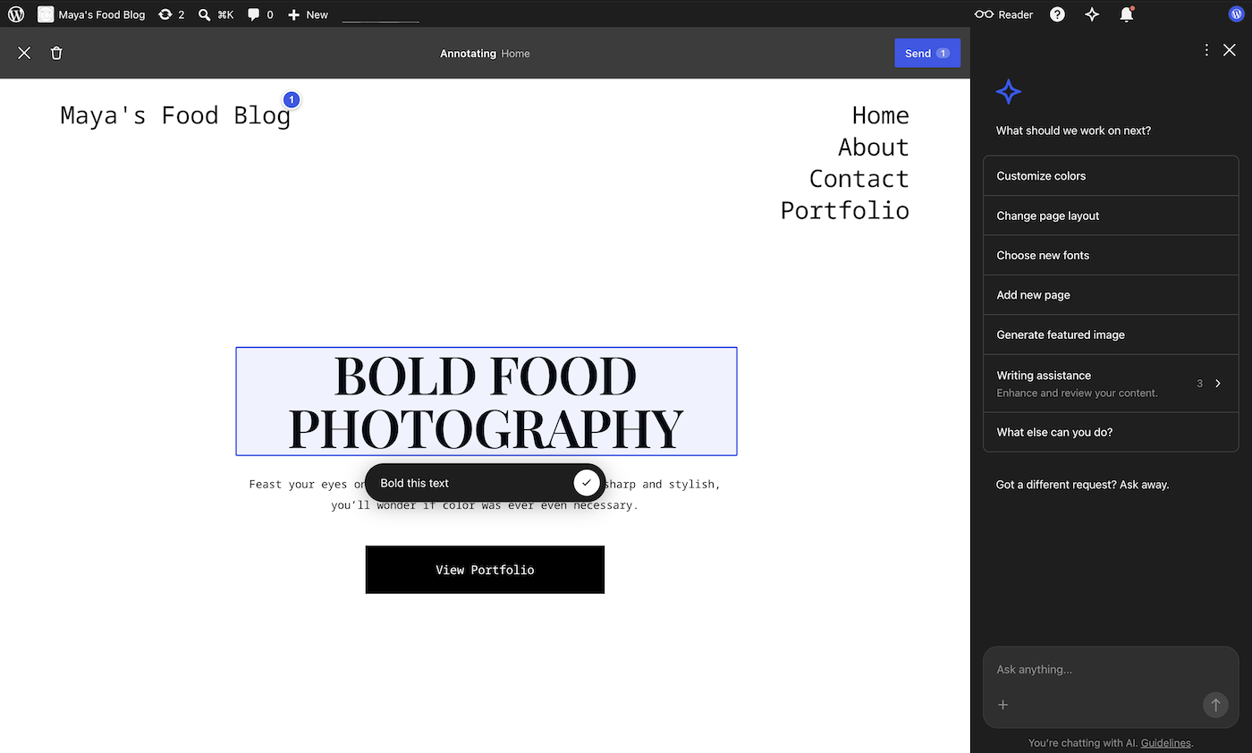Annotations in the editor on WordPress.com