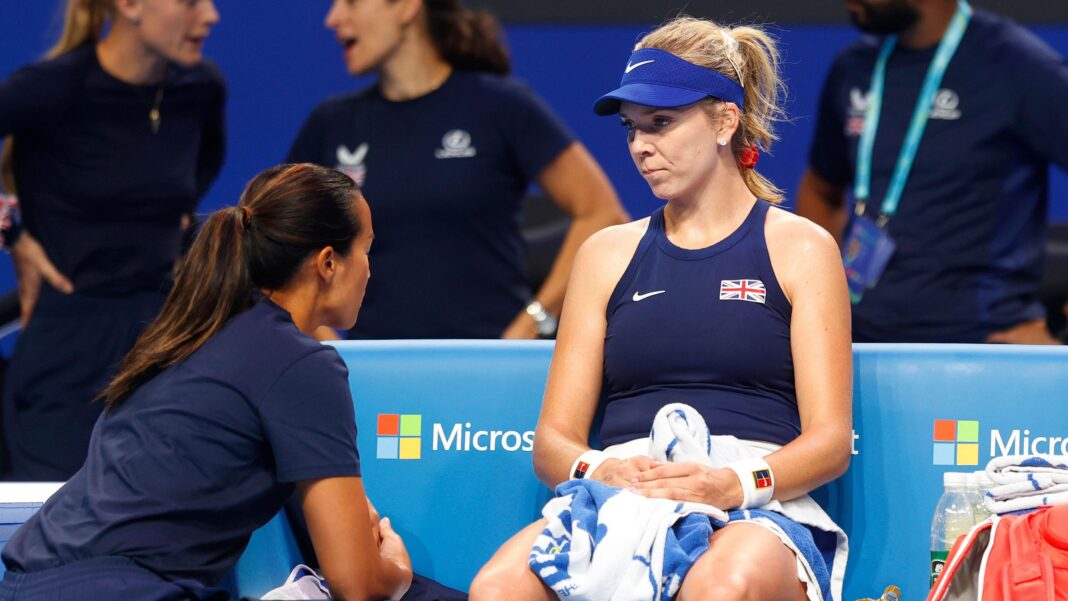 GB out of BJK Cup as Kartal & Boulter beaten by Czechs Anne Keothavong, captain of Great Britain speaks with Katie Boulter during a changeover