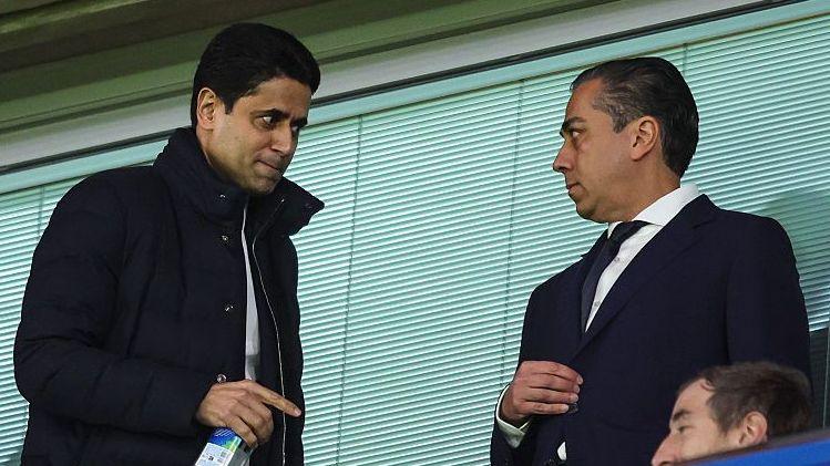 PSG president Nasser Al-Khelaifi with Chelsea co-owner Behdad Eghbali