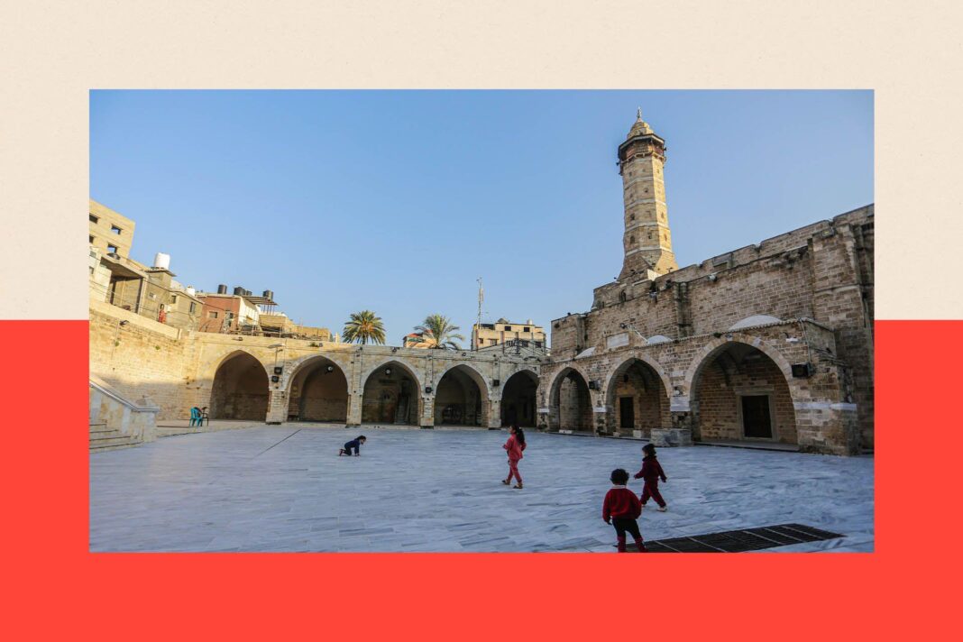 Cultural treasures are being destroyed by war, and people want justice Palestinian children play in the courtyard of the Great Omari Mosque in Gaza City