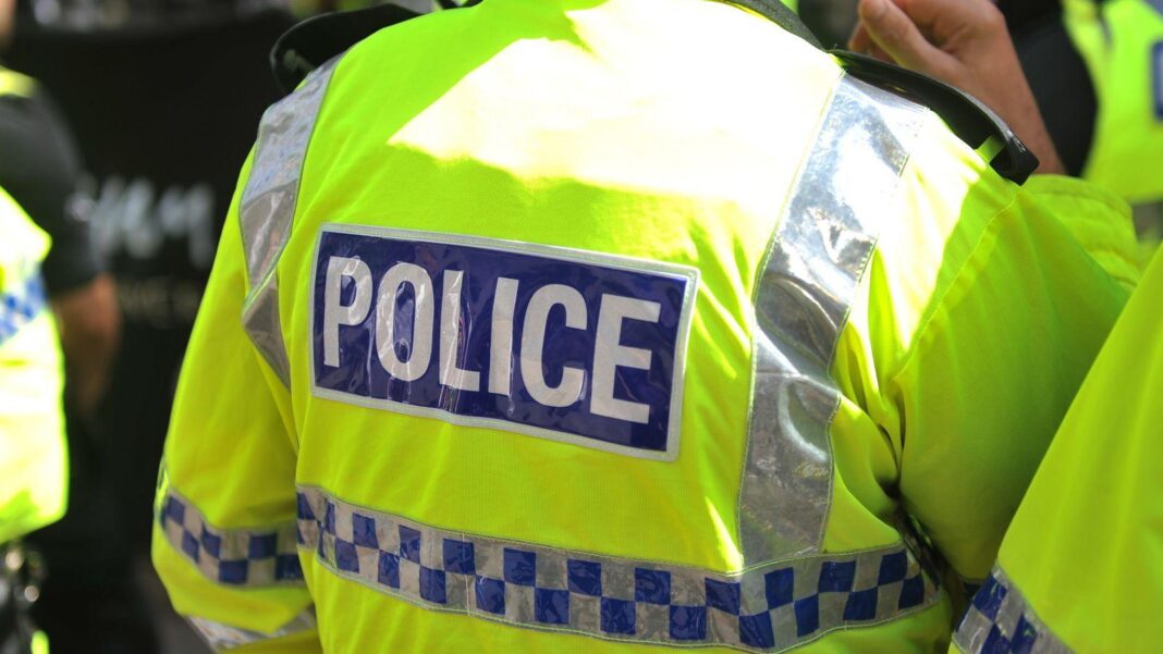 Police arrest 17 in dawn raids on suspected organised crime group Generic police image of back of officer