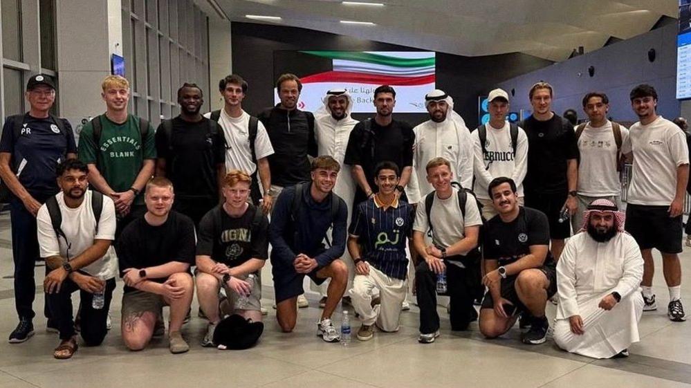 Some of the Salisbury squad posing for a group photo after arriving in Kuwait
