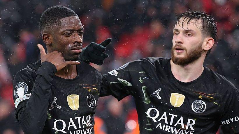 Ousmane Dembele and Khvicha Kvaratskhelia playing for Paris St-Germain