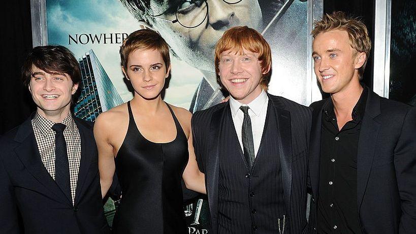 Actors Daniel Radcliffe; Emma Watson, Rupert Grint and Tom Felton attend the premiere of "Harry Potter and the Deathly Hallows - Part 1" at Alice Tully Hall on November 15, 2010 in New York City.