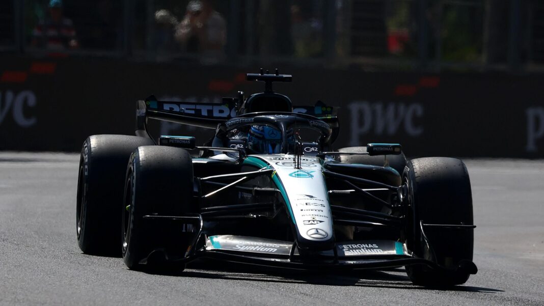 Mercedes' George Russell during Azerbaijan Grand Prix first practice