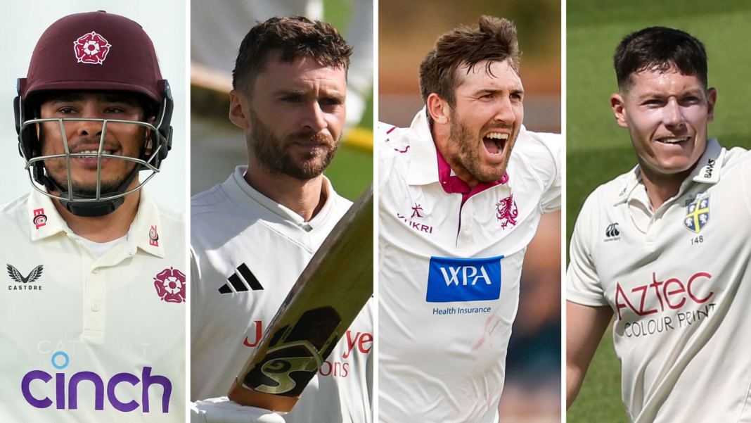 Pick your County Championship team of the season Ricardo Vasconcelos, Joe Clarke, Craig Overton and Matthew Potts in a split picture