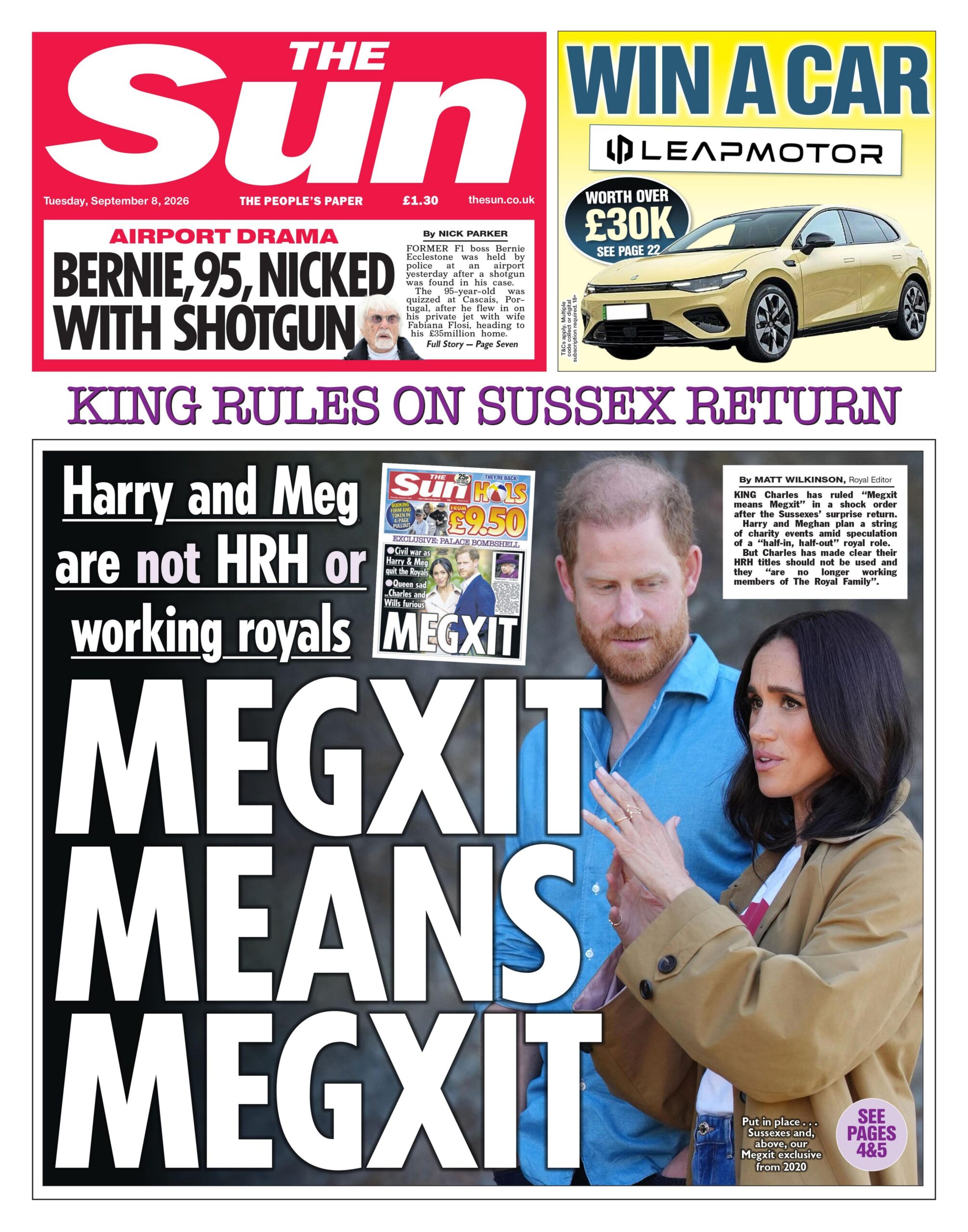 "Megxit means Megxit" reads the headline on the front page of the Sun.