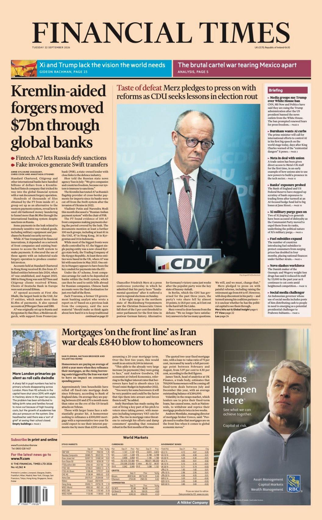"Kremlin-aided forgers moved $7bn through global banks" reads the headline on the front page of the Financial Times.