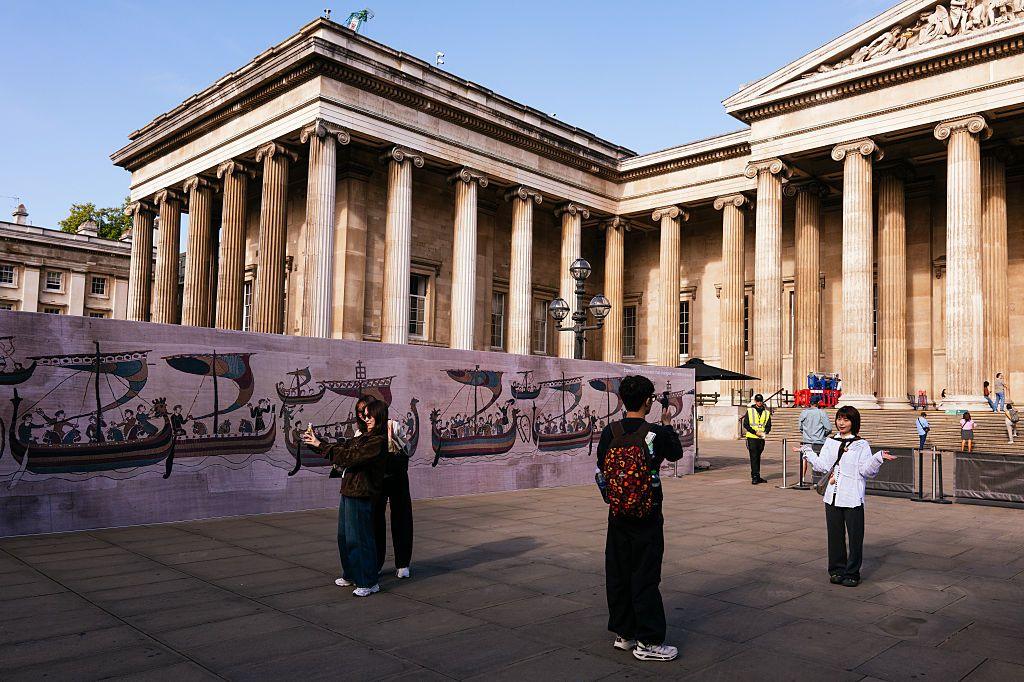 Visitors near the British Museum, which is currently exhibiting the Bayeux Tapestry