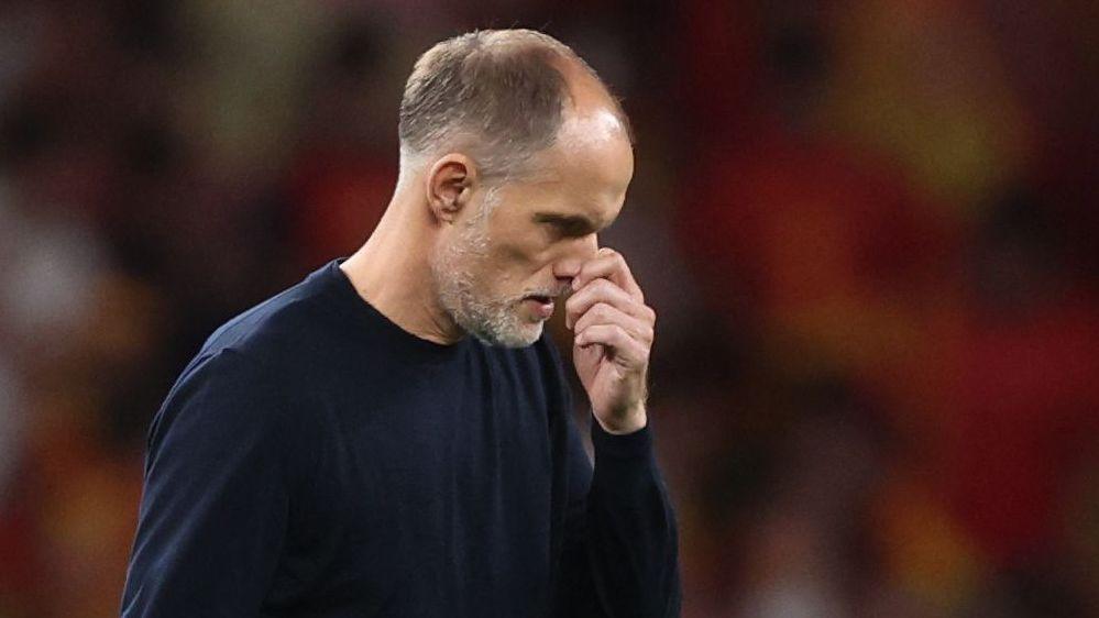England head coach Thomas Tuchel walks off after the Uefa Nations League loss against Spain at Wembley.
