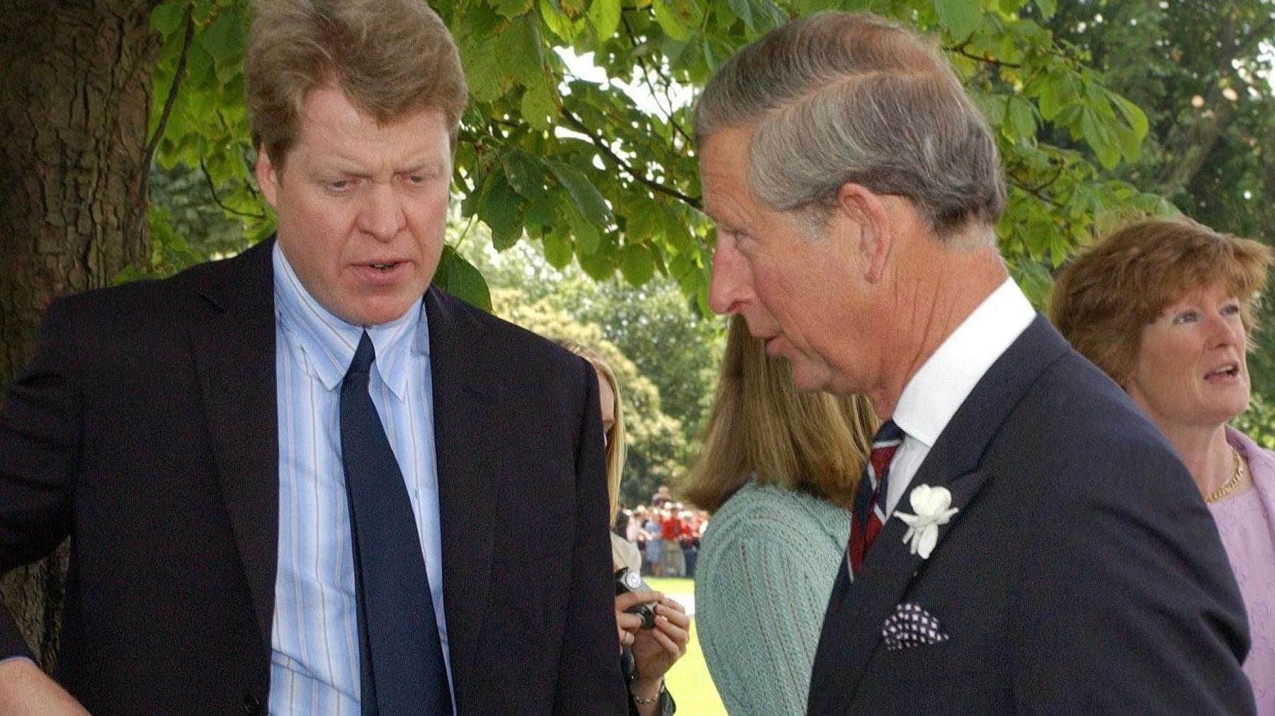 Earl Spencer and the then Prince Charles opening a memorial to Diana in 2004