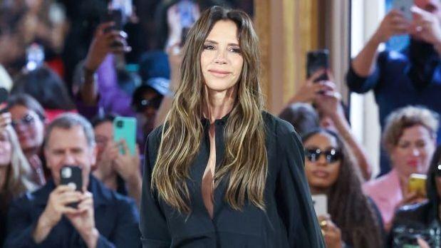 Victoria Beckham walks the runway during the Victoria Beckham Ready to Wear spring/summer fashion show as part of the Paris Fashion Week in September 2023
