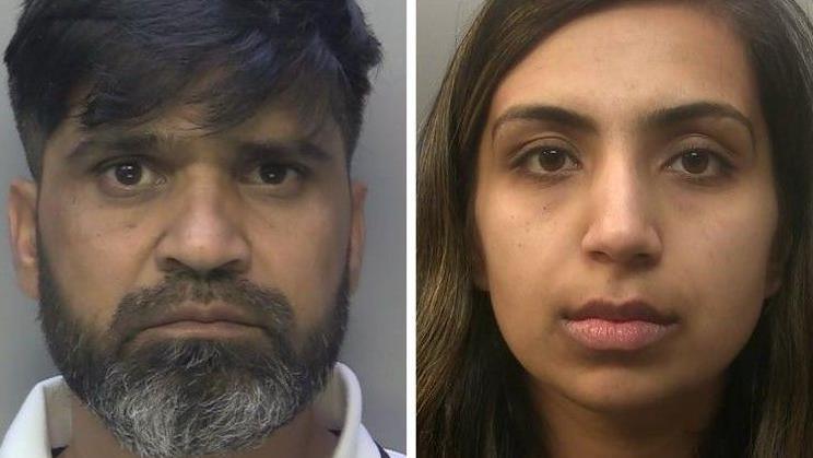 Mugshots of Urfan Sharif and Beinash Batool.