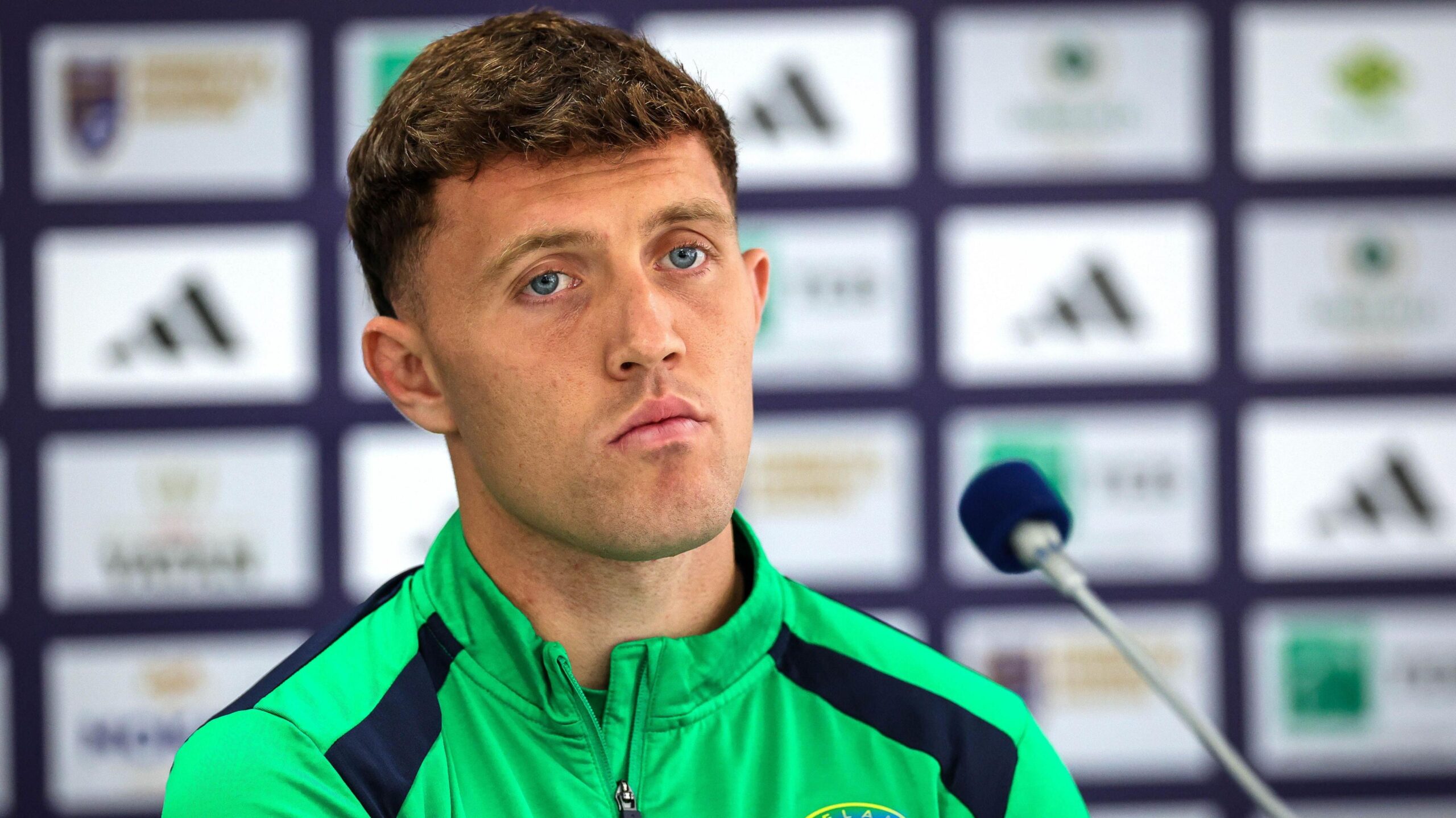 Dara O'Shea pictured during Wednesday's news conference in Pristina