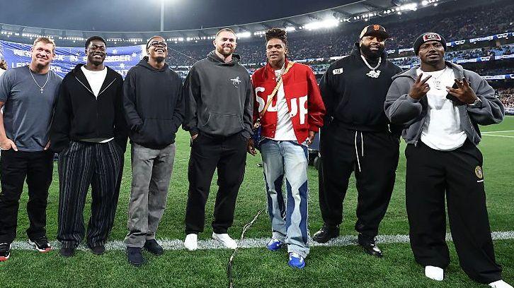 San Francisco 49ers players at the AFL first elimination final between Geelong and Carlton at the Melbourne Cricket Ground in September 2026