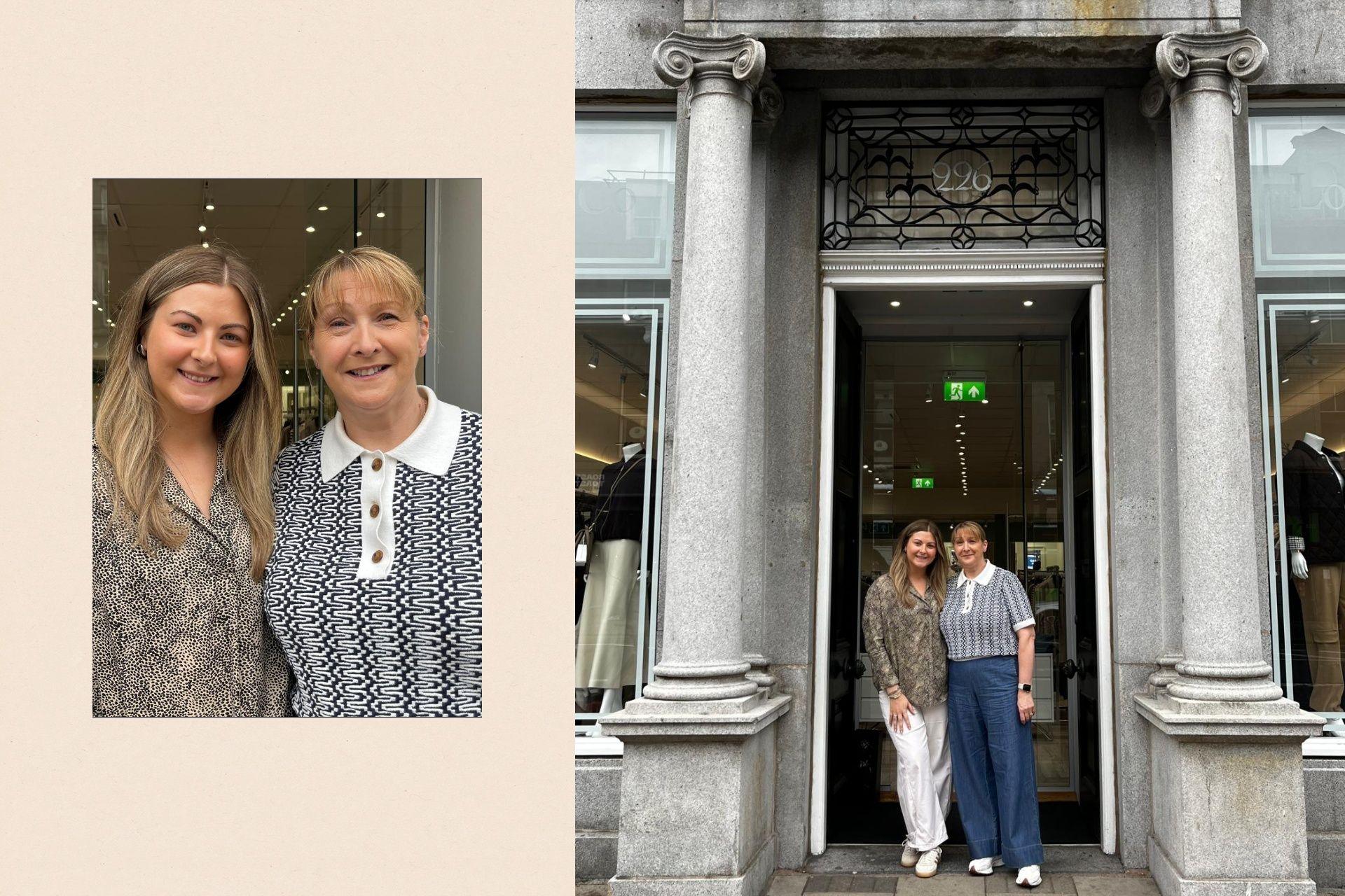 Lauren Reid and her mother Rose pose in front of their boutique shop.