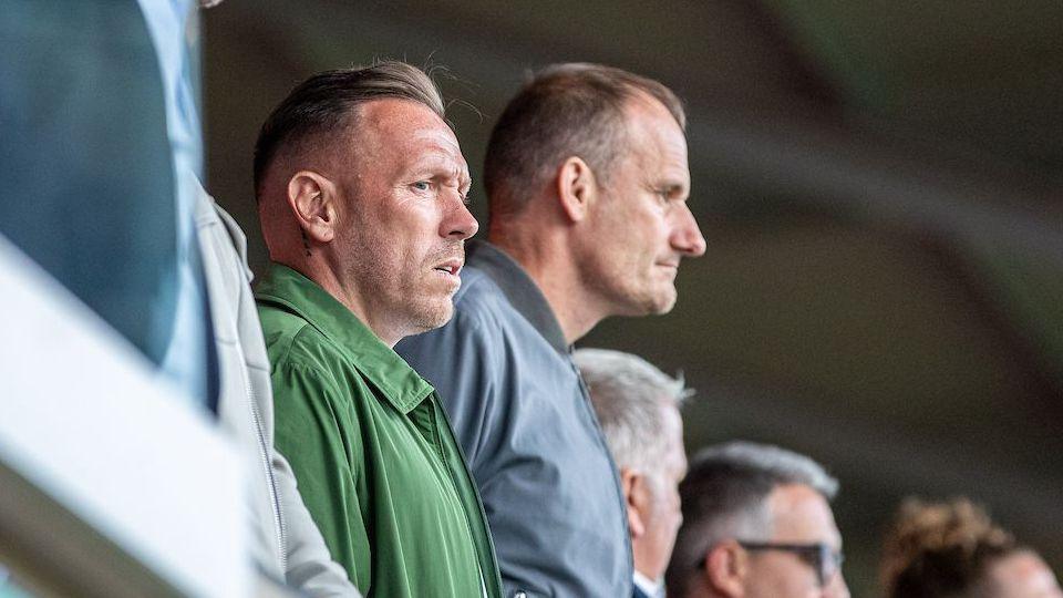 Wales head coach Craig Bellamy (left) and Football Association of Wales (FAW) chief football officer David Adams