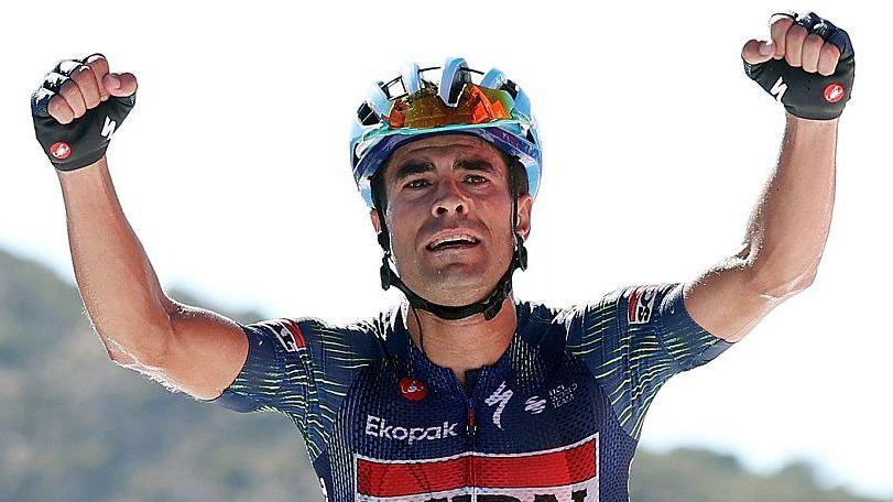Mikel Landa celebrates as he wins stage 20 of the Vuelta a Espana in 2026