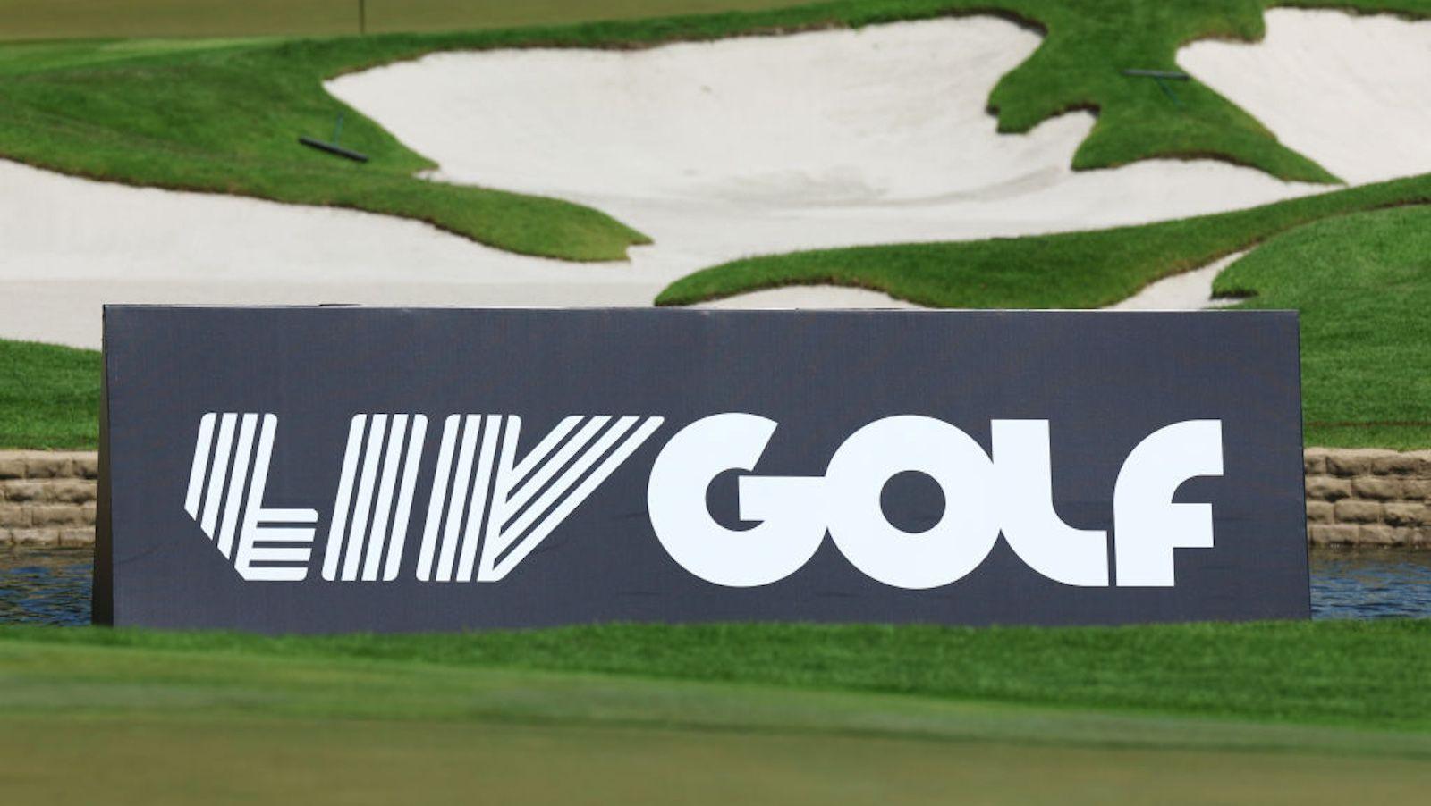 LIV Golf sign on a golf course