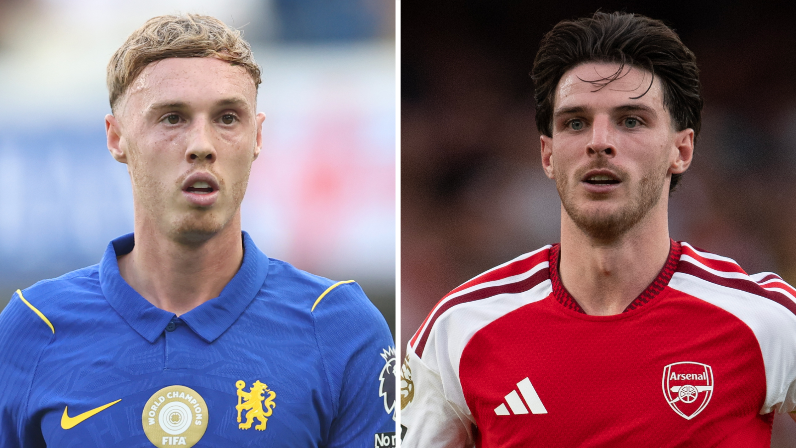 Chelsea forward Cole Palmer and Arsenal midfielder Declan Rice