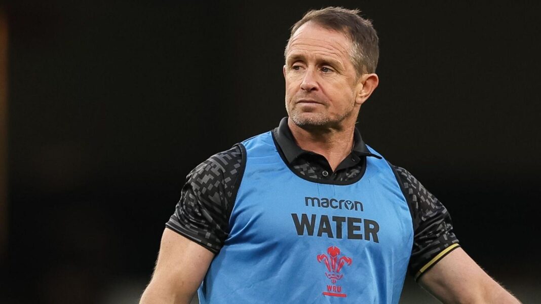 Former Wales wing Shane Williams fulfilling his role as water carrier for Amman United at the Principality Stadium.