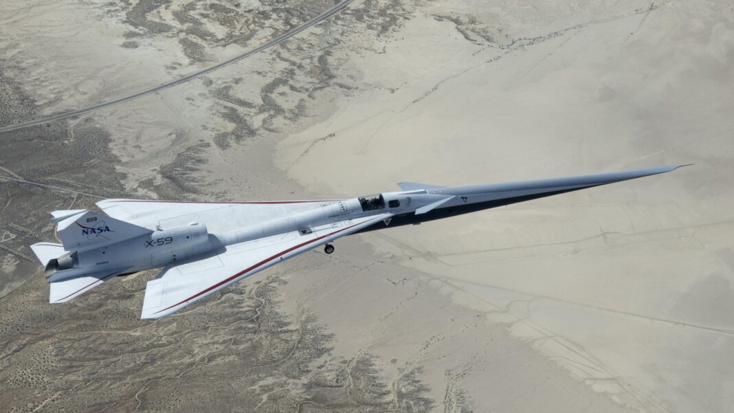 X-planes: Are they needed in the new era of drones? The X-59 aircraft has a very long pointed nose - at least half the length of the entire plane reaches beyond the cockpit