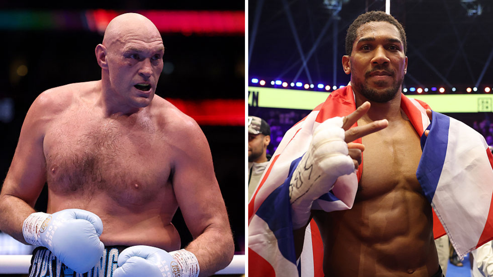 A split picture of Tyson Fury and Anthony Joshua