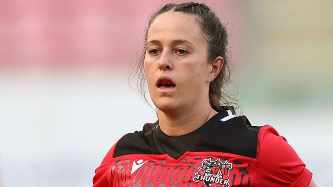 Ffion Lewis looks on during play