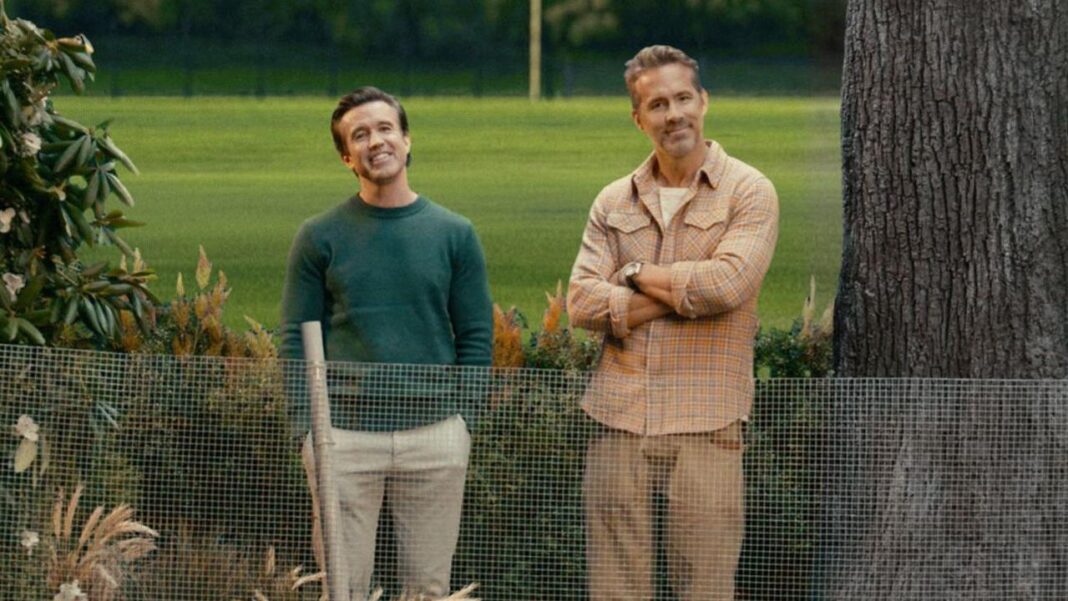 Wrexham owners aim Spygate dig at Southampton Rob Mac and Ryan Reynolds stand next to a tree