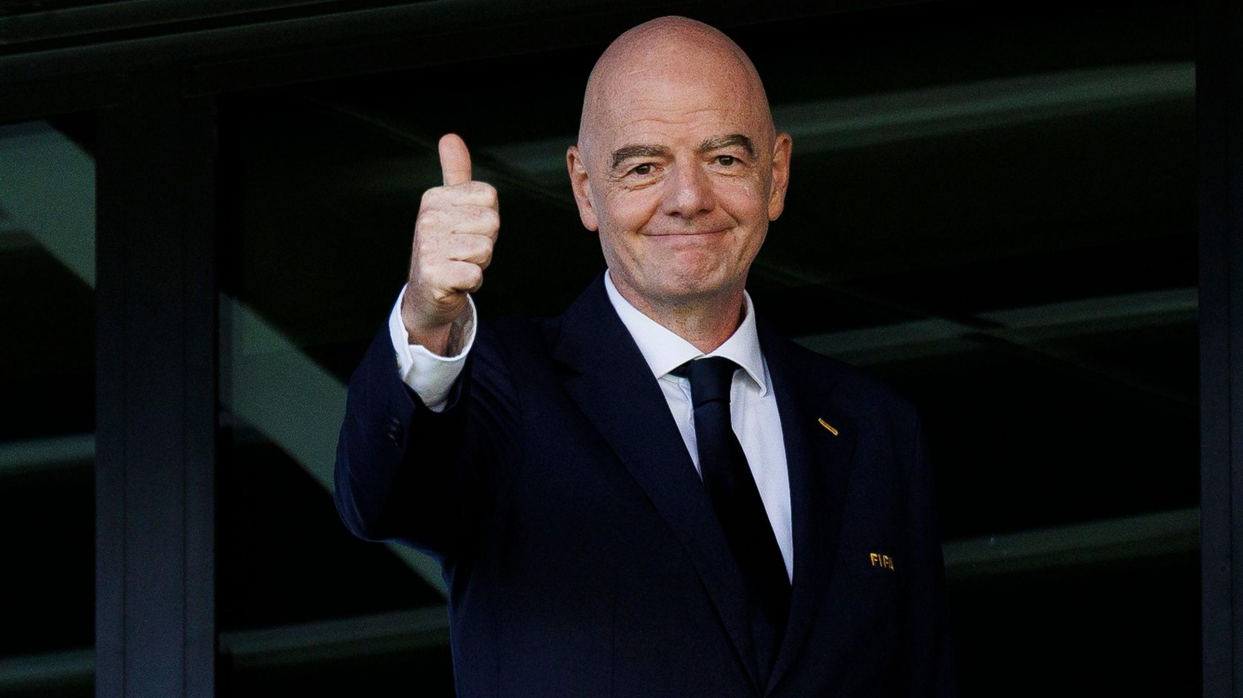 Fifa president Gianni Infantino gives the thumbs up at the Fifa U20 World Cup