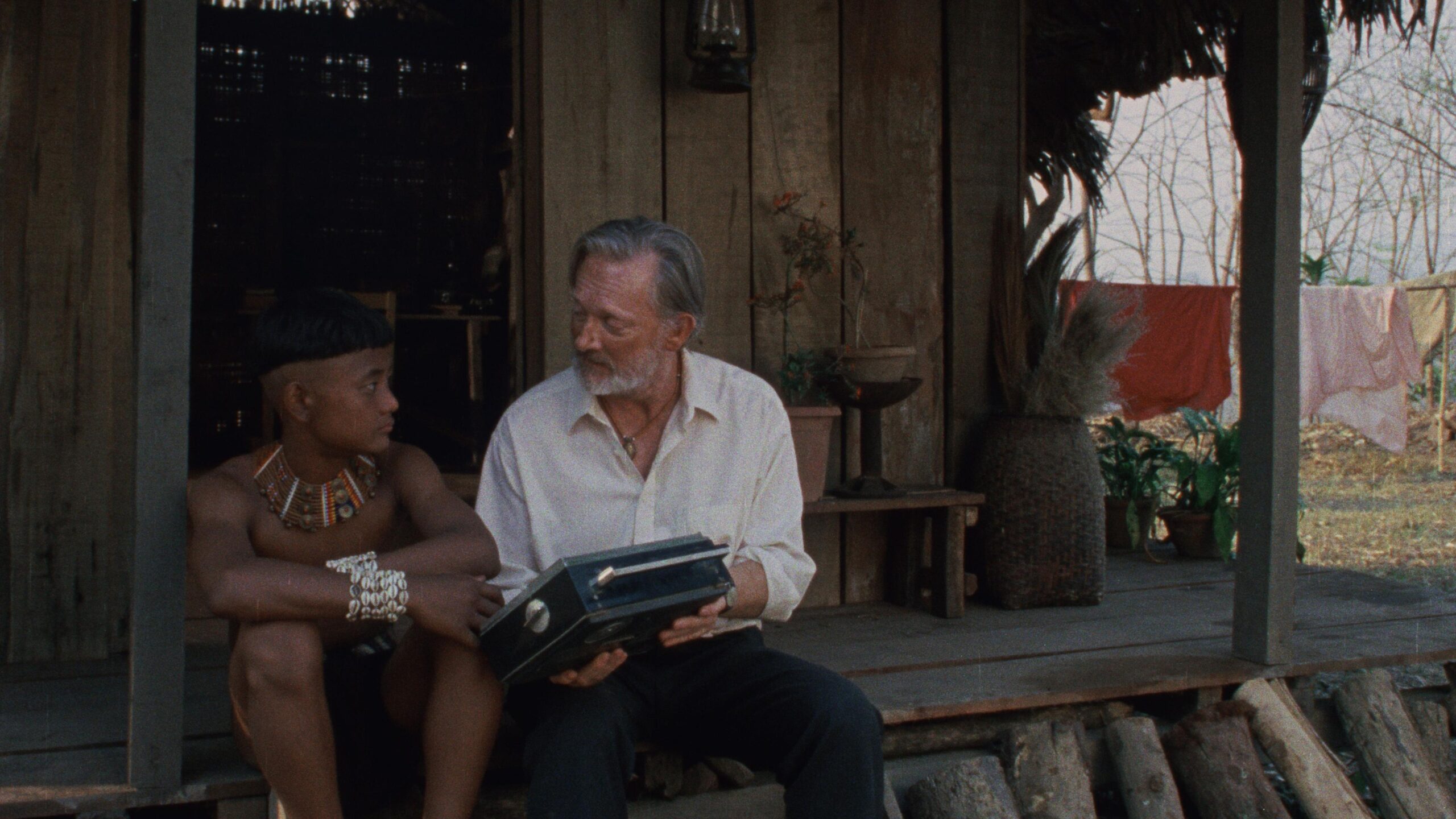 Douglas Henshall with a young boy from the cast, seen at the shoot of Angh