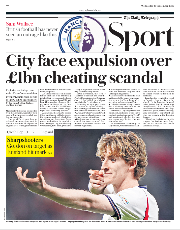 Telegraph back page