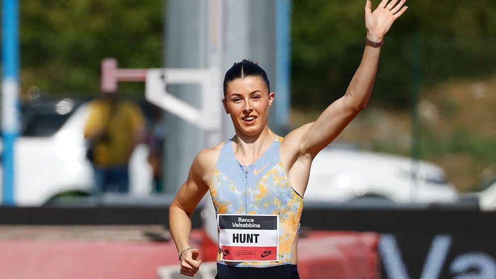 Amy Hunt celebrates at the Banca Valsabbina Grand Prix in Brescia