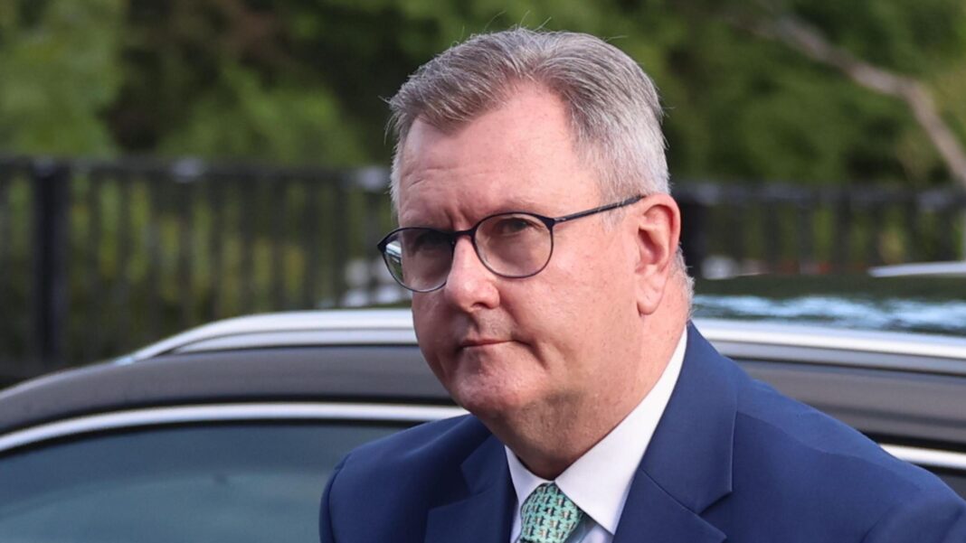 Jeffrey Donaldson victim describes ‘profound impact’ of child sex abuse Jeffrey Donaldson - in a navy suit and a green tie