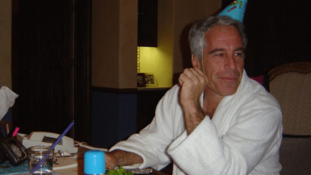 US billionaire Leon Black defies summons and sues Epstein panel Jeffrey Epstein sat a table wearing a party hat