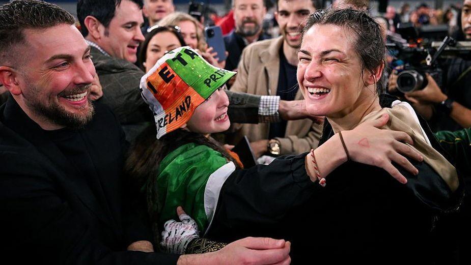 Katie Taylor hugs fans at Croke Park