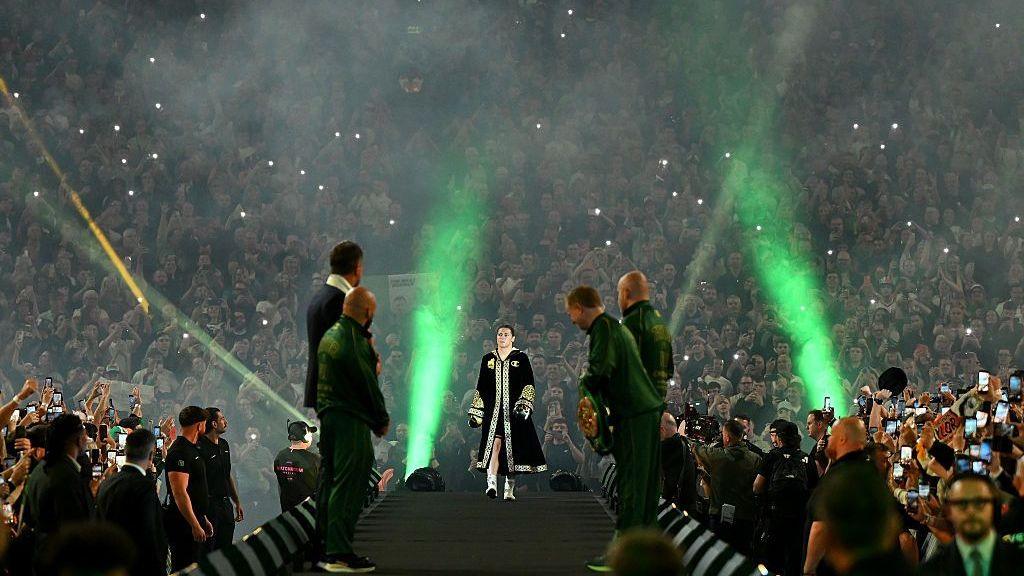 Katie Taylor making her ringwalk at Croke Park