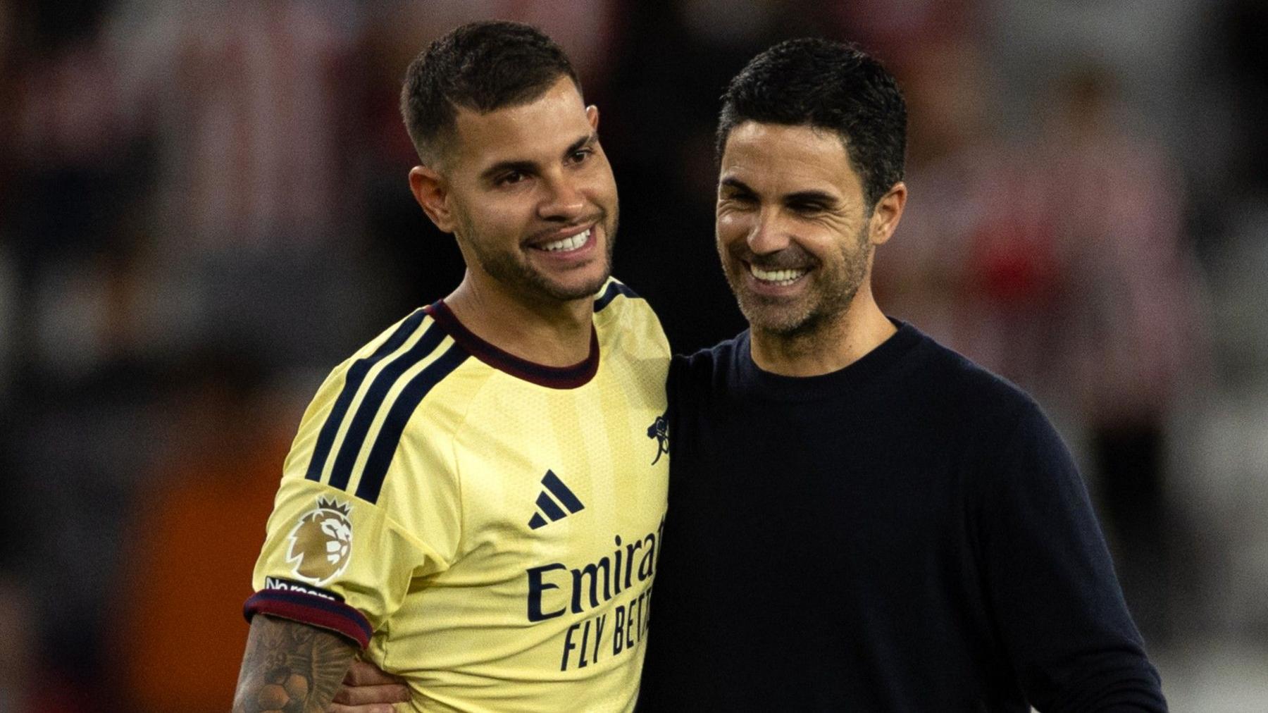 Bruno Guimaraes and Mikel Arteta
