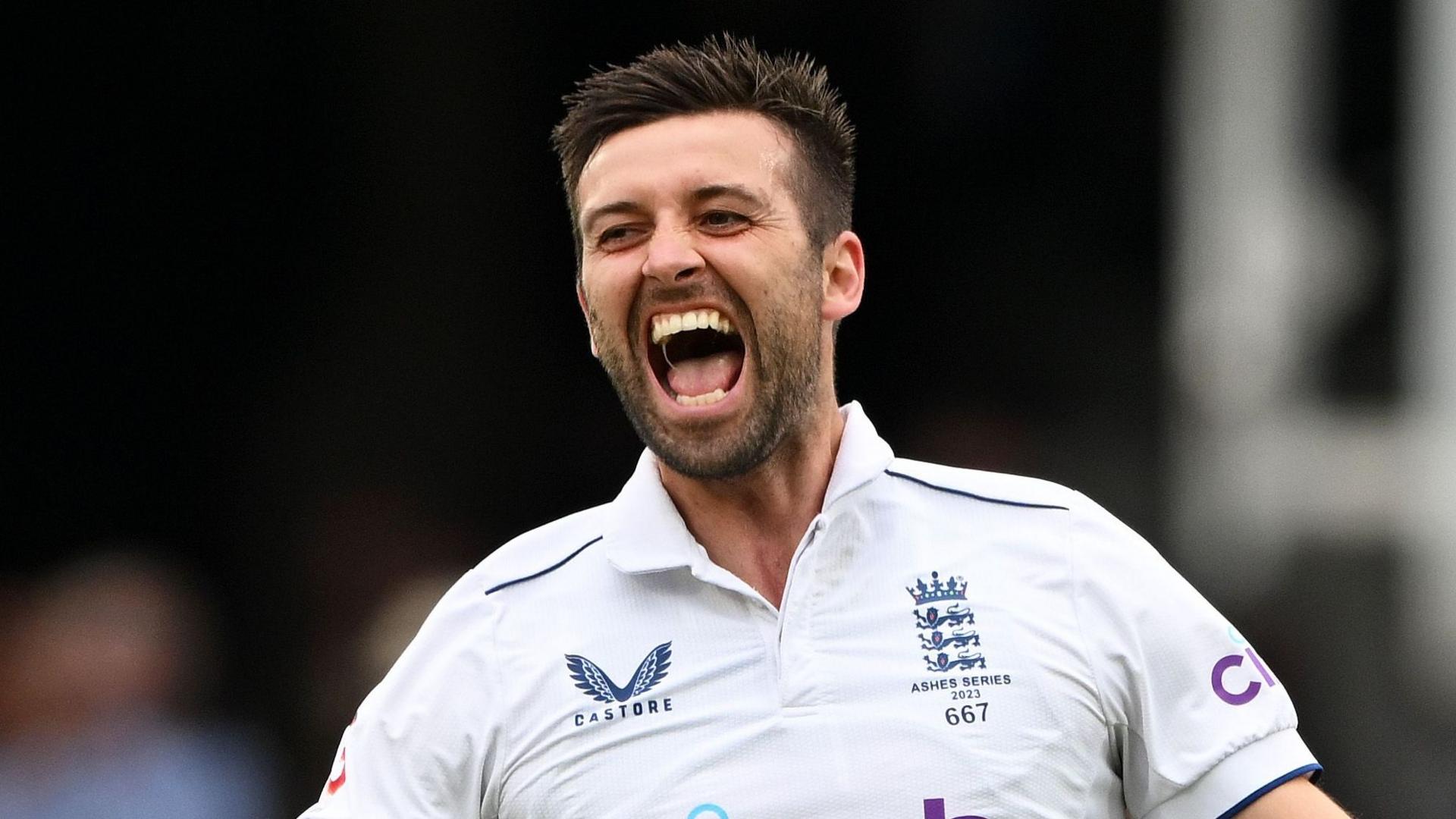 Mark Wood celebrates wicket